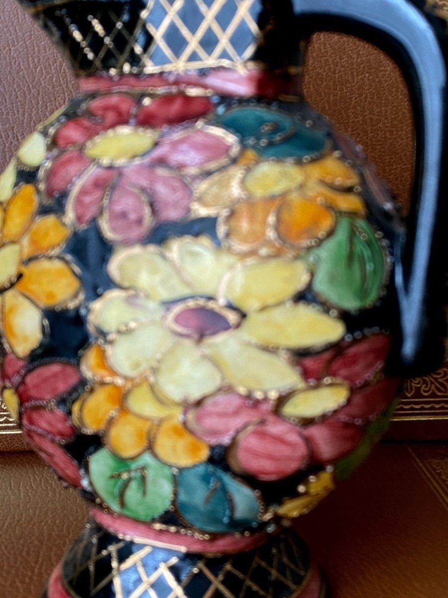 Vallauris-Krug aus Keramik – Monaco-Dekor – Handbemalt – Highlights der Vergoldung  im Angebot 3