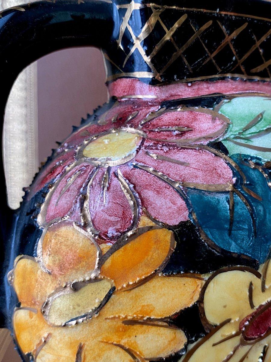 Vallauris-Krug aus Keramik – Monaco-Dekor – Handbemalt – Highlights der Vergoldung  im Angebot 4