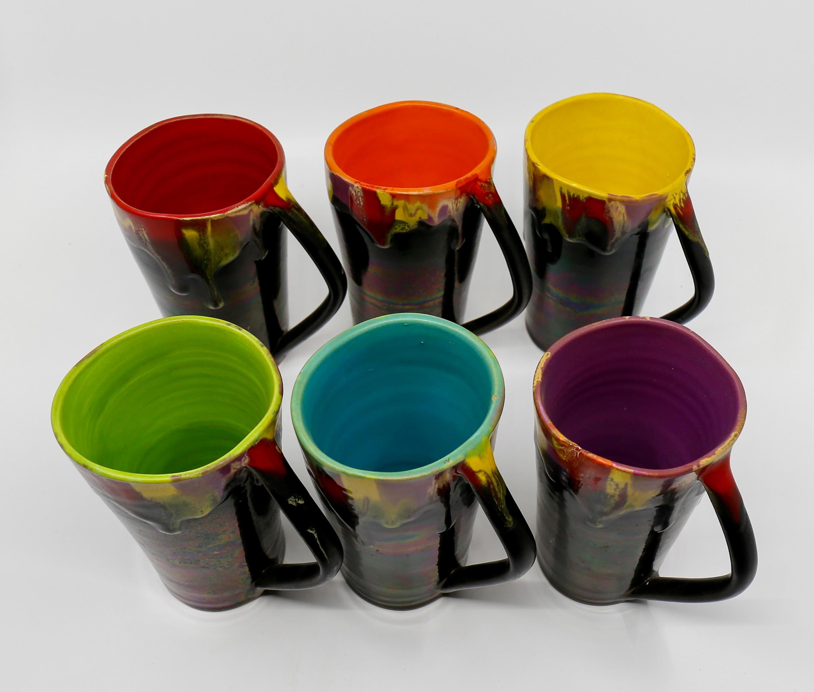Vallauris Ceramic Pitcher with Six Cups, France, 1950s For Sale 5