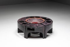 Tabourets et table basses ronds en céramique Vallauris, France, années 1960