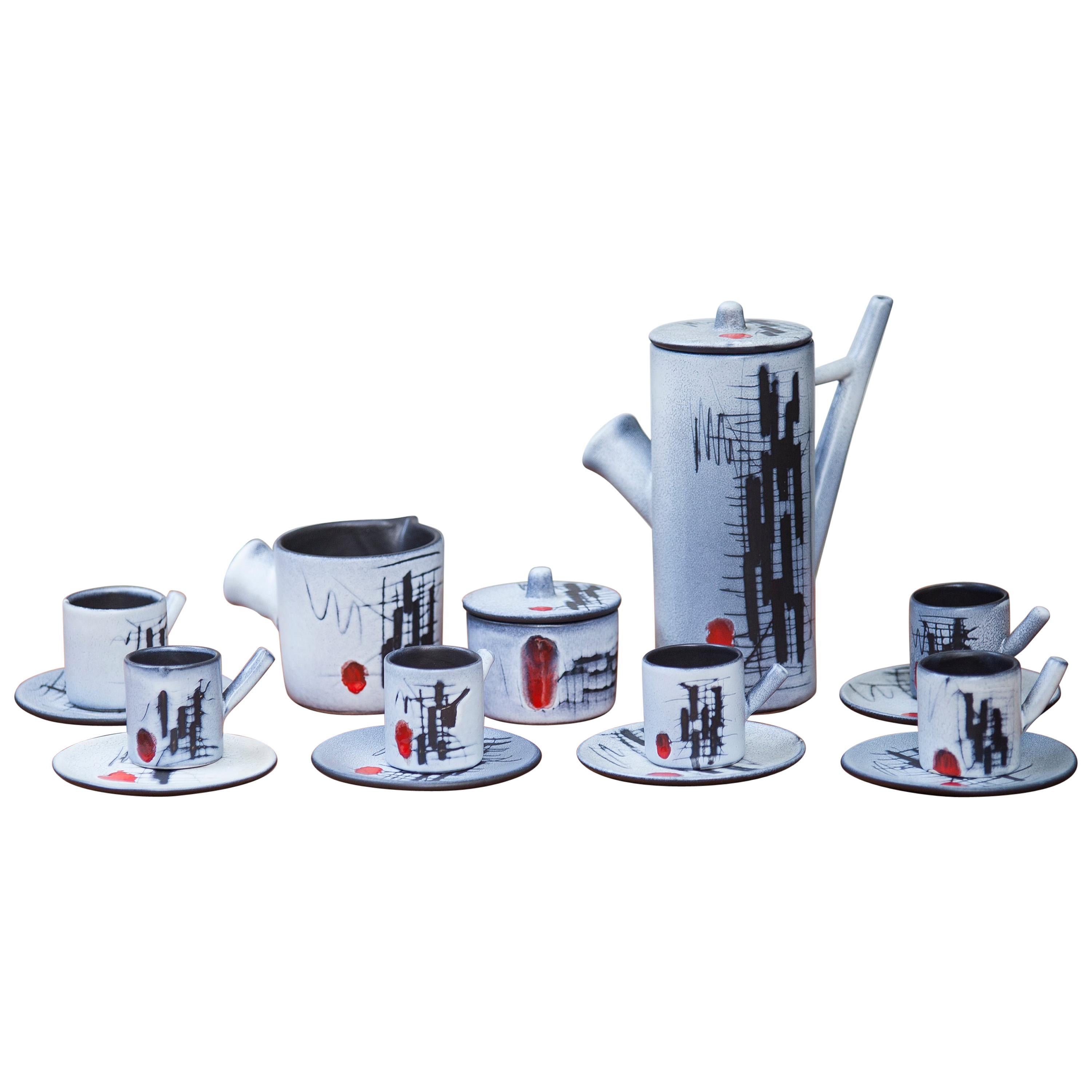 Servizio da tè in ceramica Vallauris AM Francia, 1960