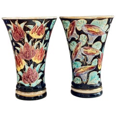 Vallauris Ceramic Vases with Floral Motifs, from circa 1960