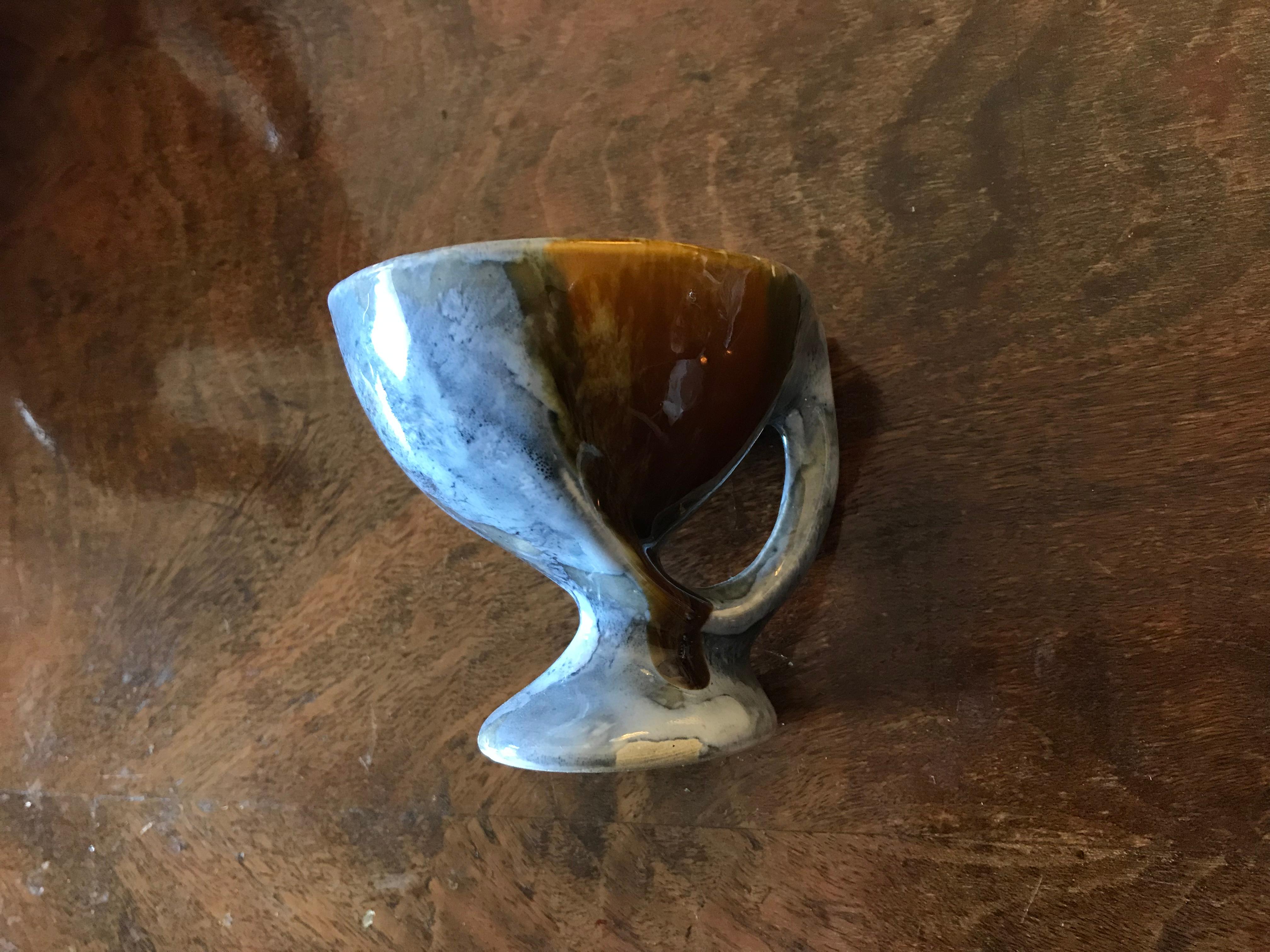 Vallauris Kaffeeservice:: Grau-Braun-Keramik:: Frankreich:: 1950 (Gemalt)