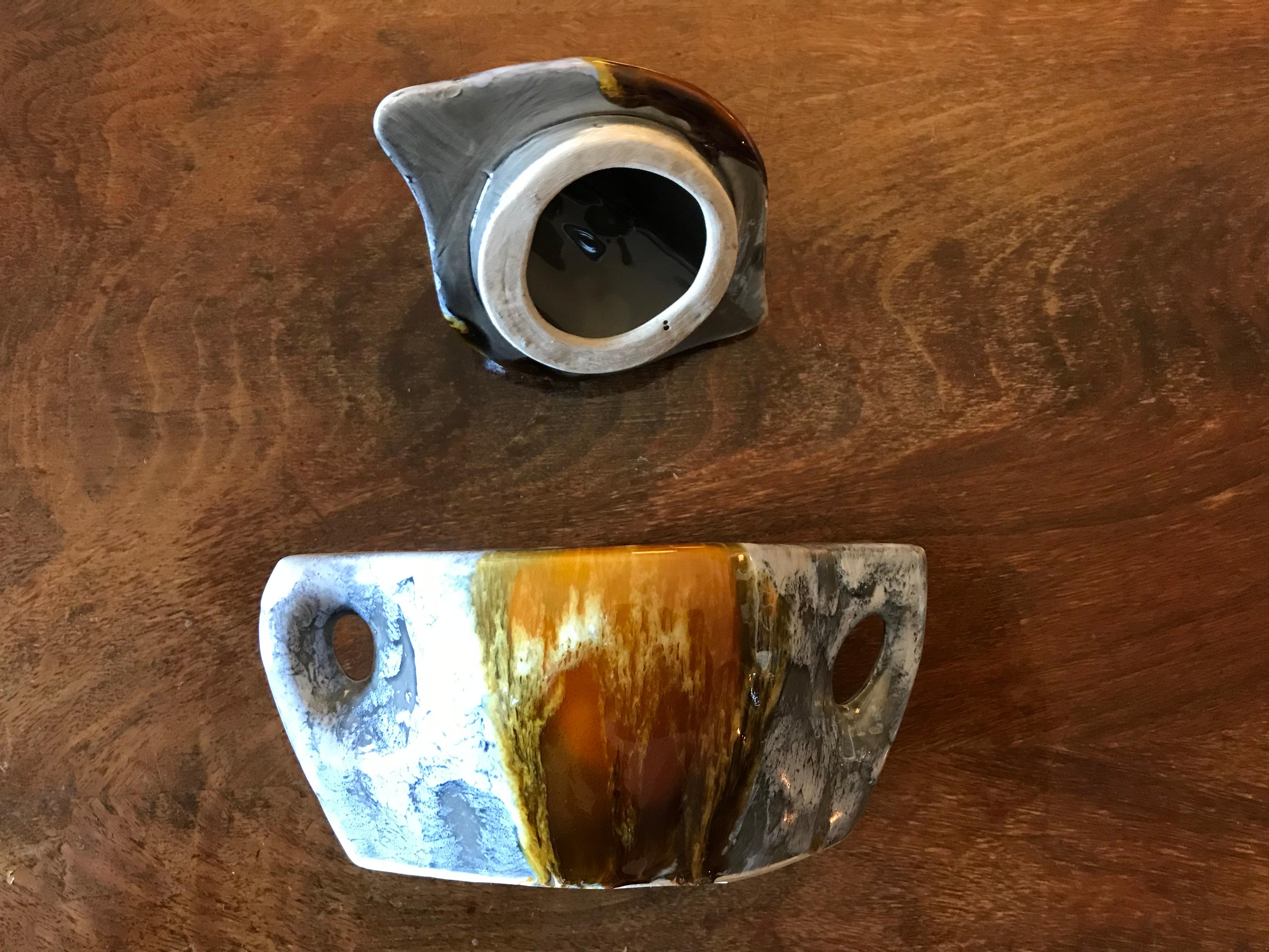 Vallauris Coffee Set, Gray Brown Ceramic, France, 1950 For Sale 1
