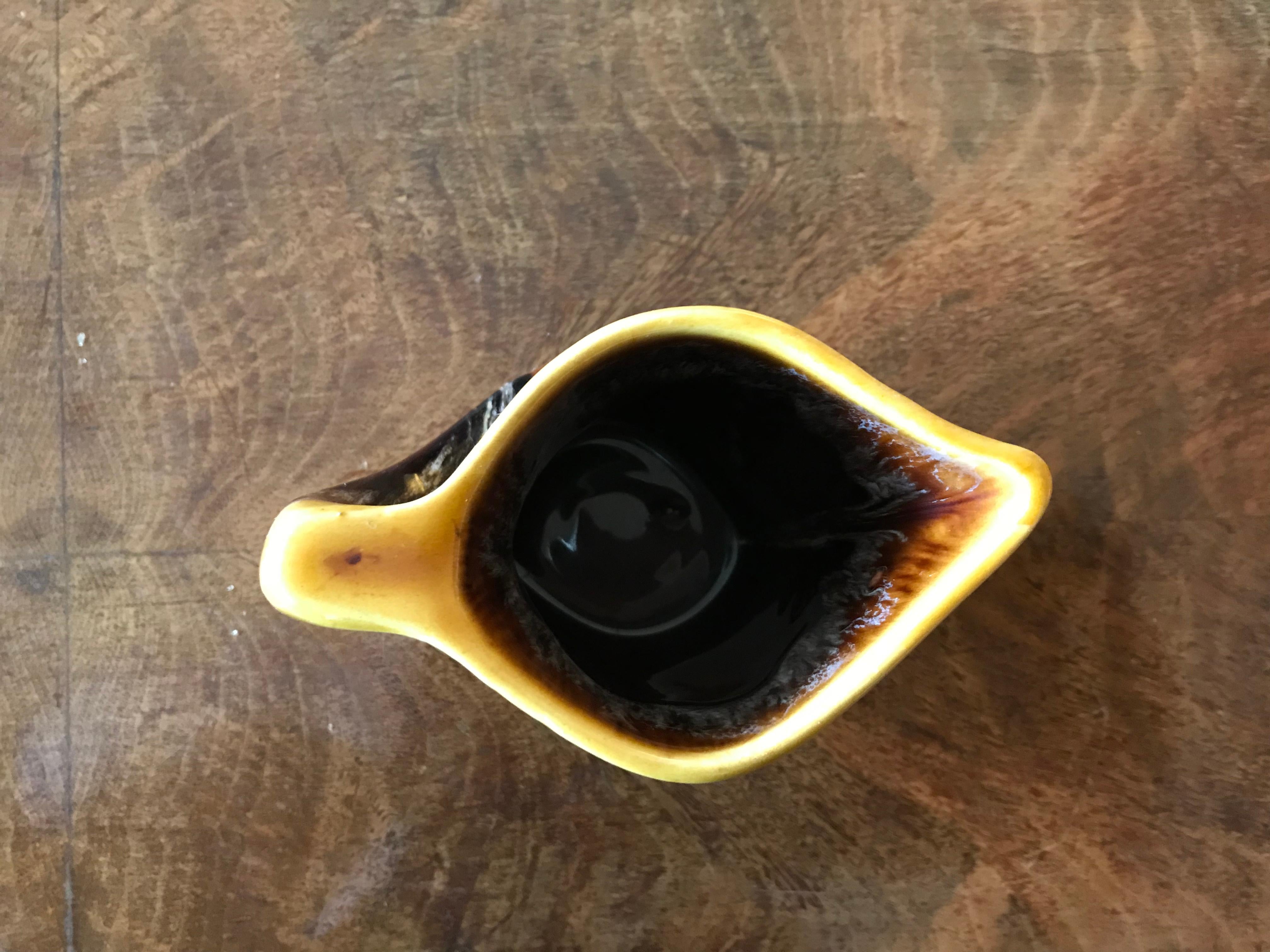 Vallauris Coffee Set Yellow Brown Ceramic, France, 1950 6