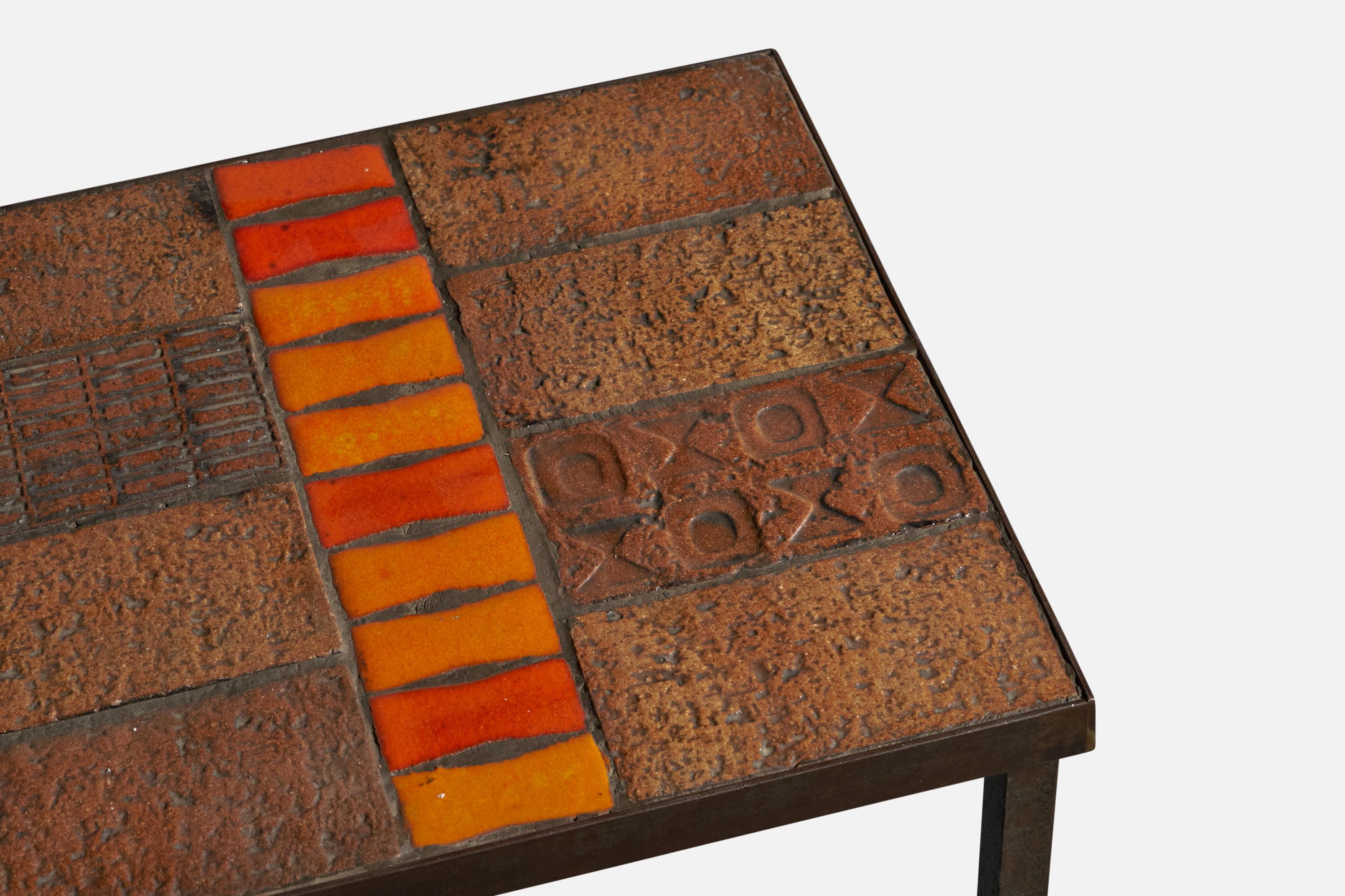 Vallauris, Coffee Table, Iron, Ceramic, France, 1960s In Good Condition For Sale In High Point, NC