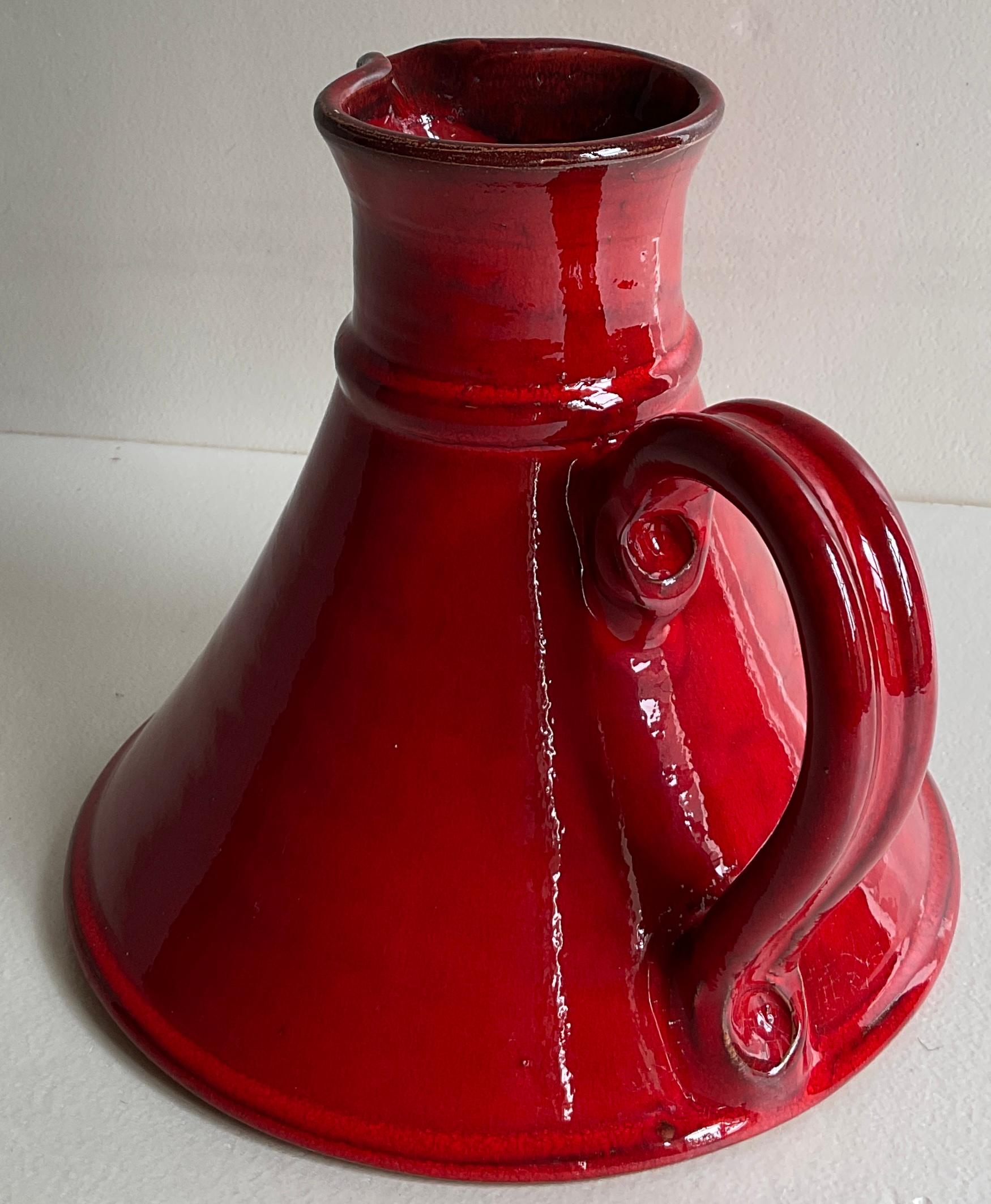Hand-Crafted Vallauris Decorative Handled Pitcher or Vase, France, Mid-Century For Sale
