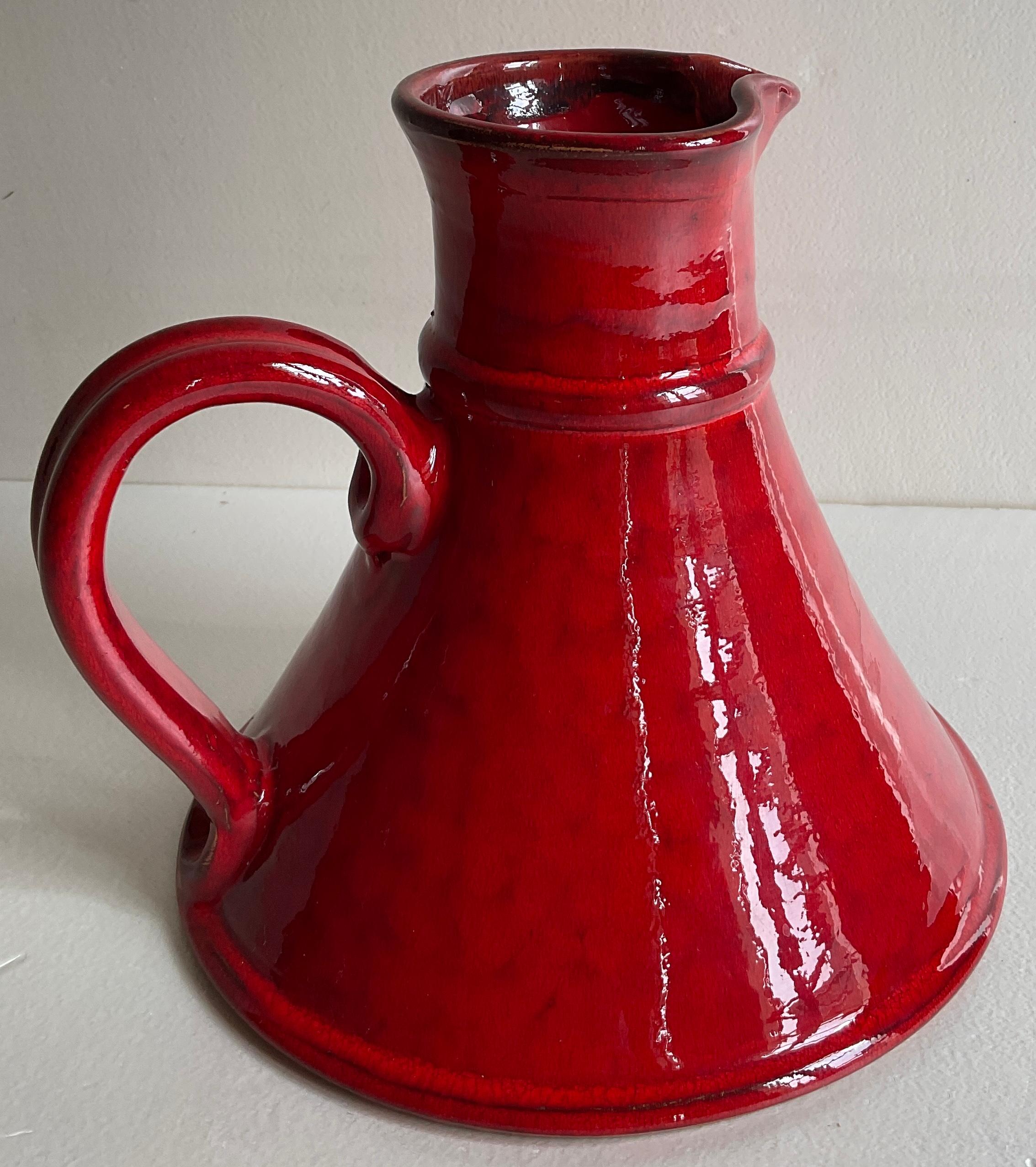 Vallauris Decorative Handled Pitcher or Vase, France, Mid-Century In Good Condition For Sale In Miami, FL