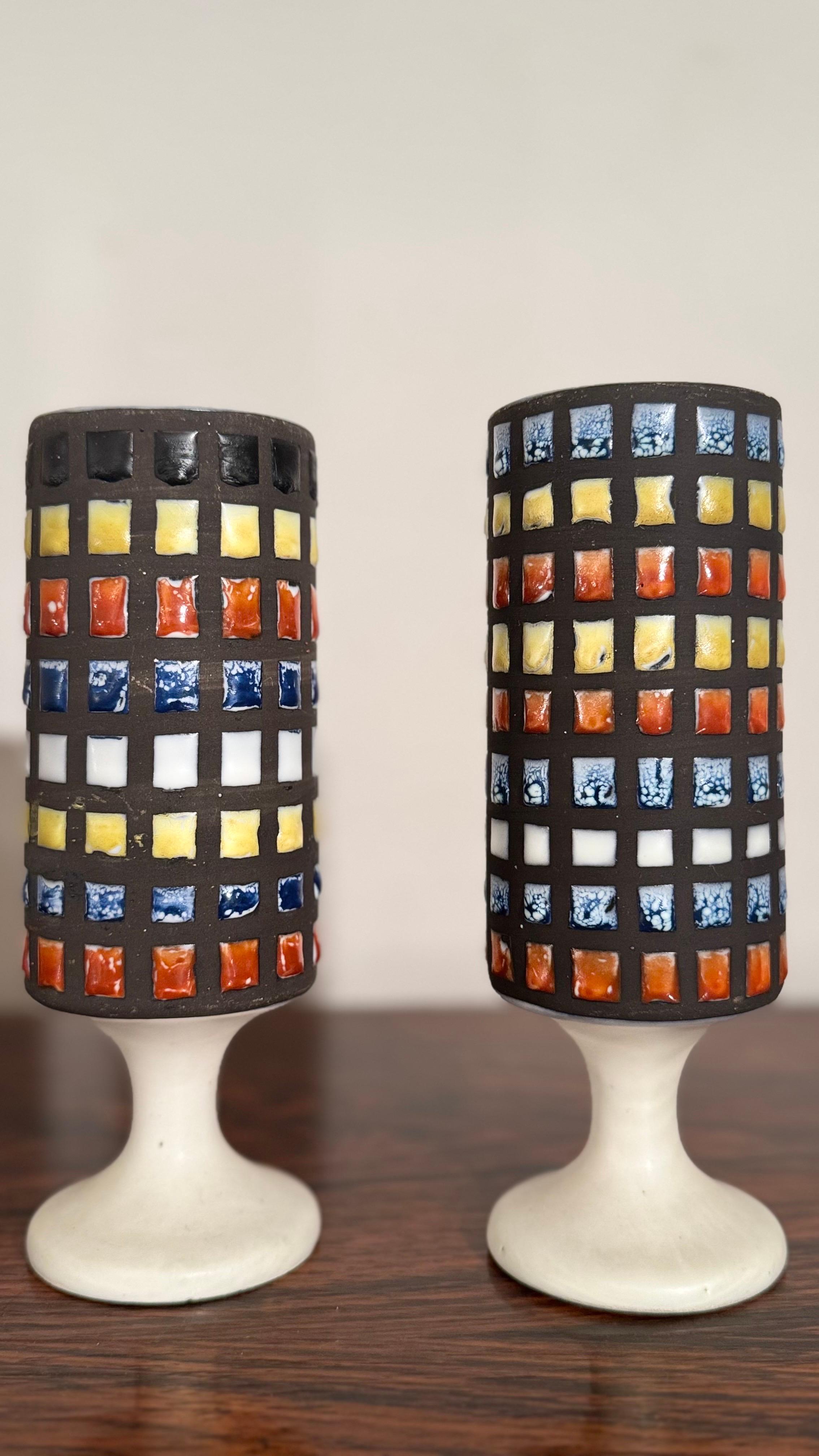 Vallauris designed by Roger Capron Set of 2 Vases, Goblets en venta 2