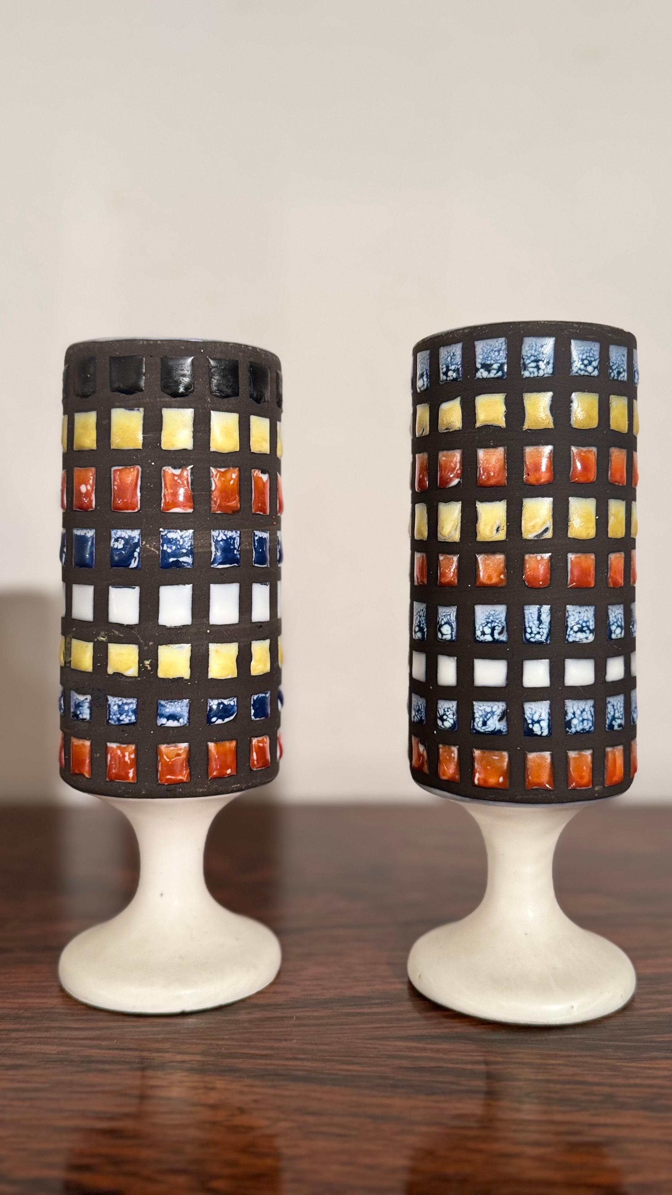 Vallauris designed by Roger Capron Set of 2 Vases, Goblets Francés en venta