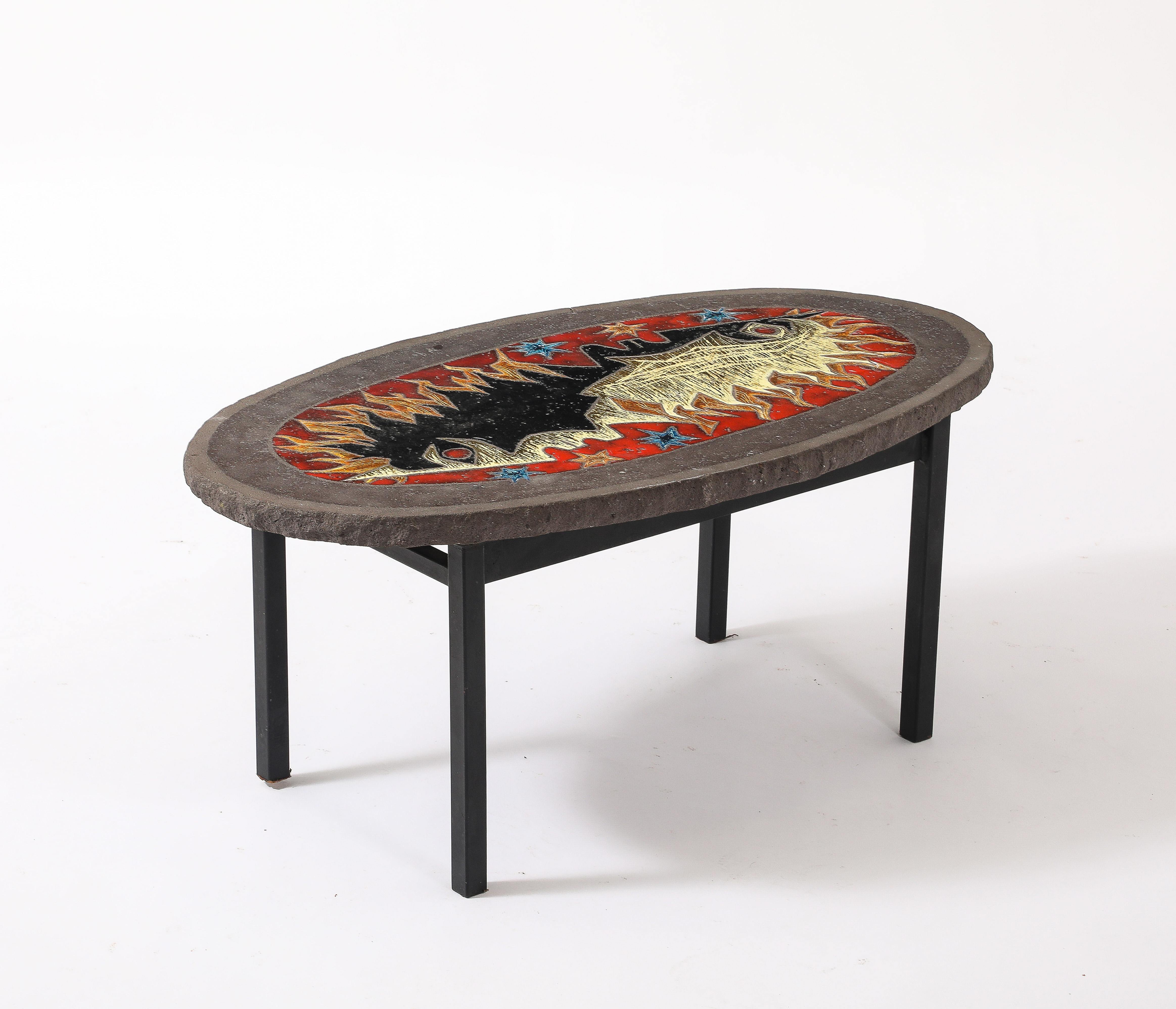 Table en lave émaillée Vallauris, France, années 1960 en vente 2
