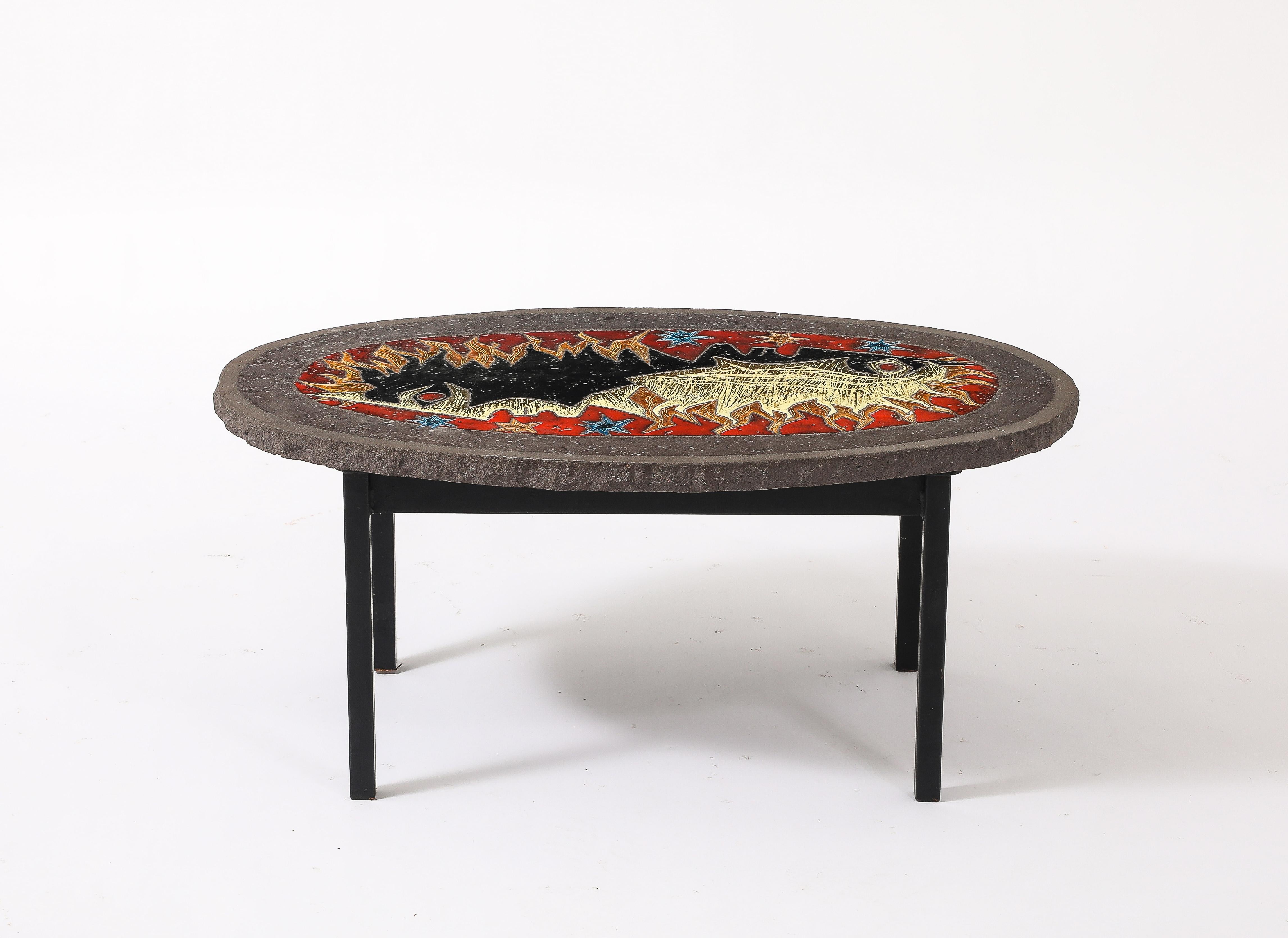 Table en lave émaillée Vallauris, France, années 1960 en vente 3