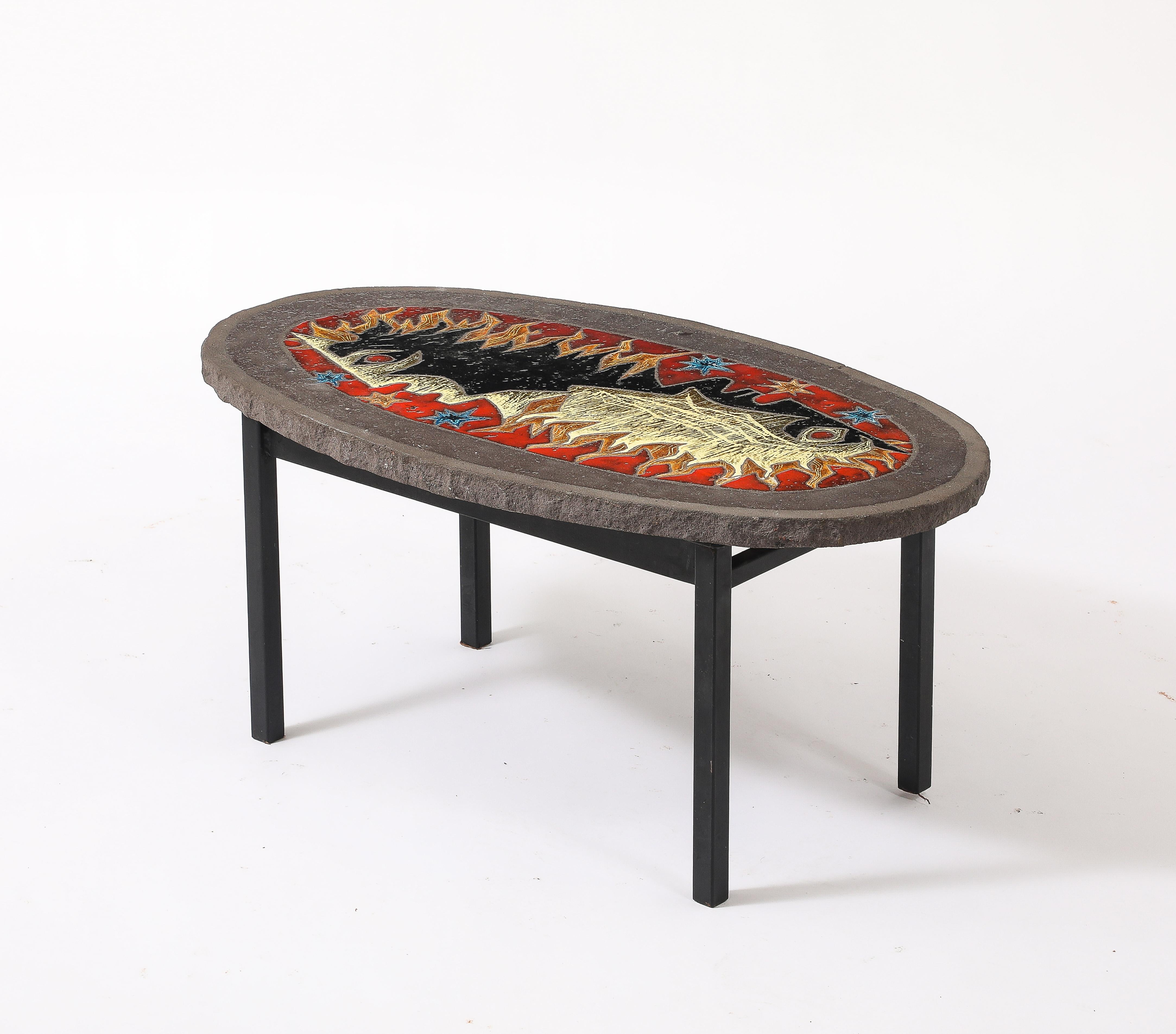 Table en lave émaillée Vallauris, France, années 1960 en vente 4