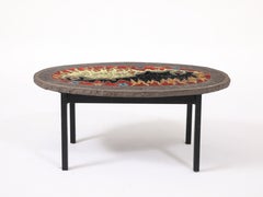 Vallauris Enameled Lava Table, France 1960's