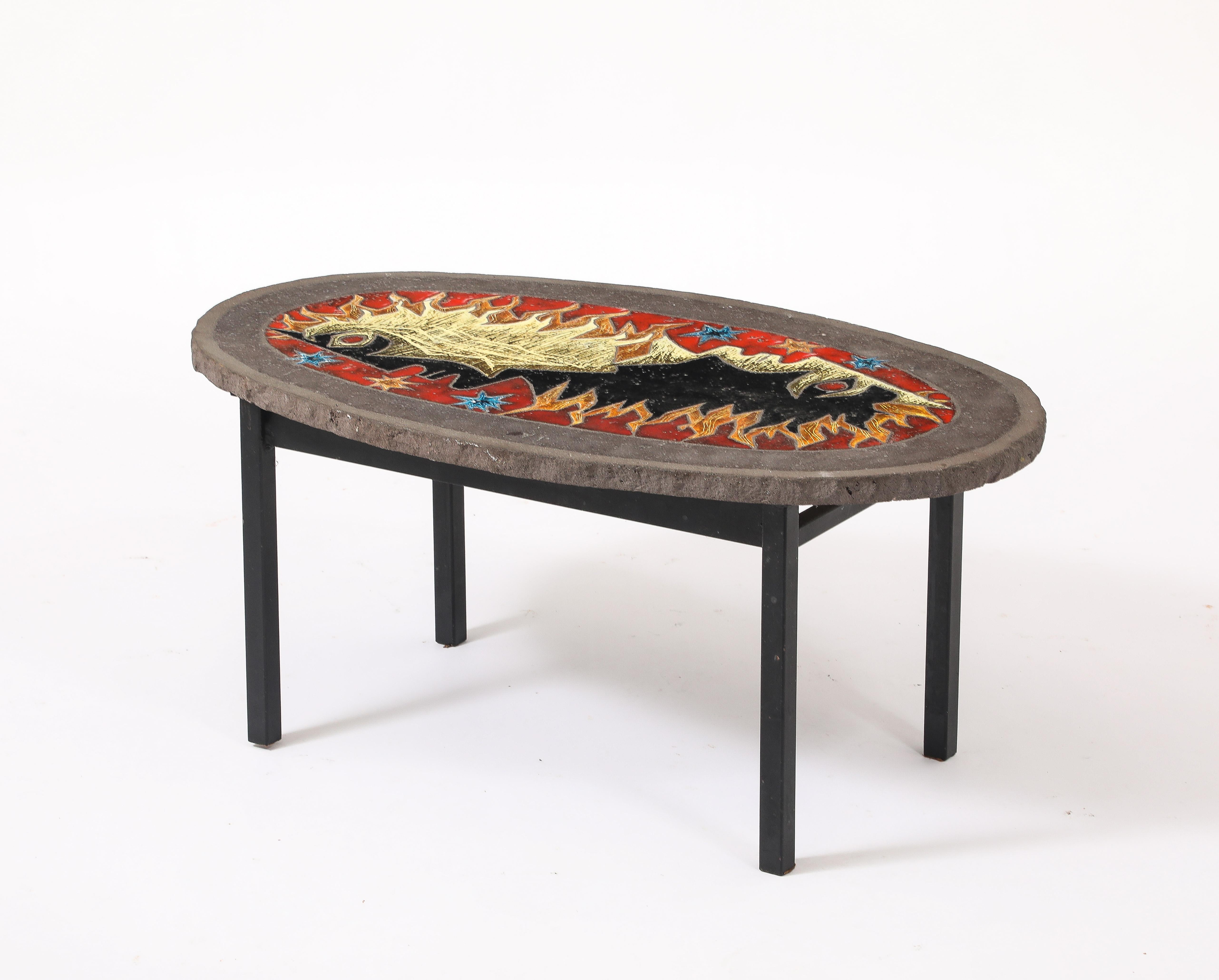Français Table en lave émaillée Vallauris, France, années 1960 en vente