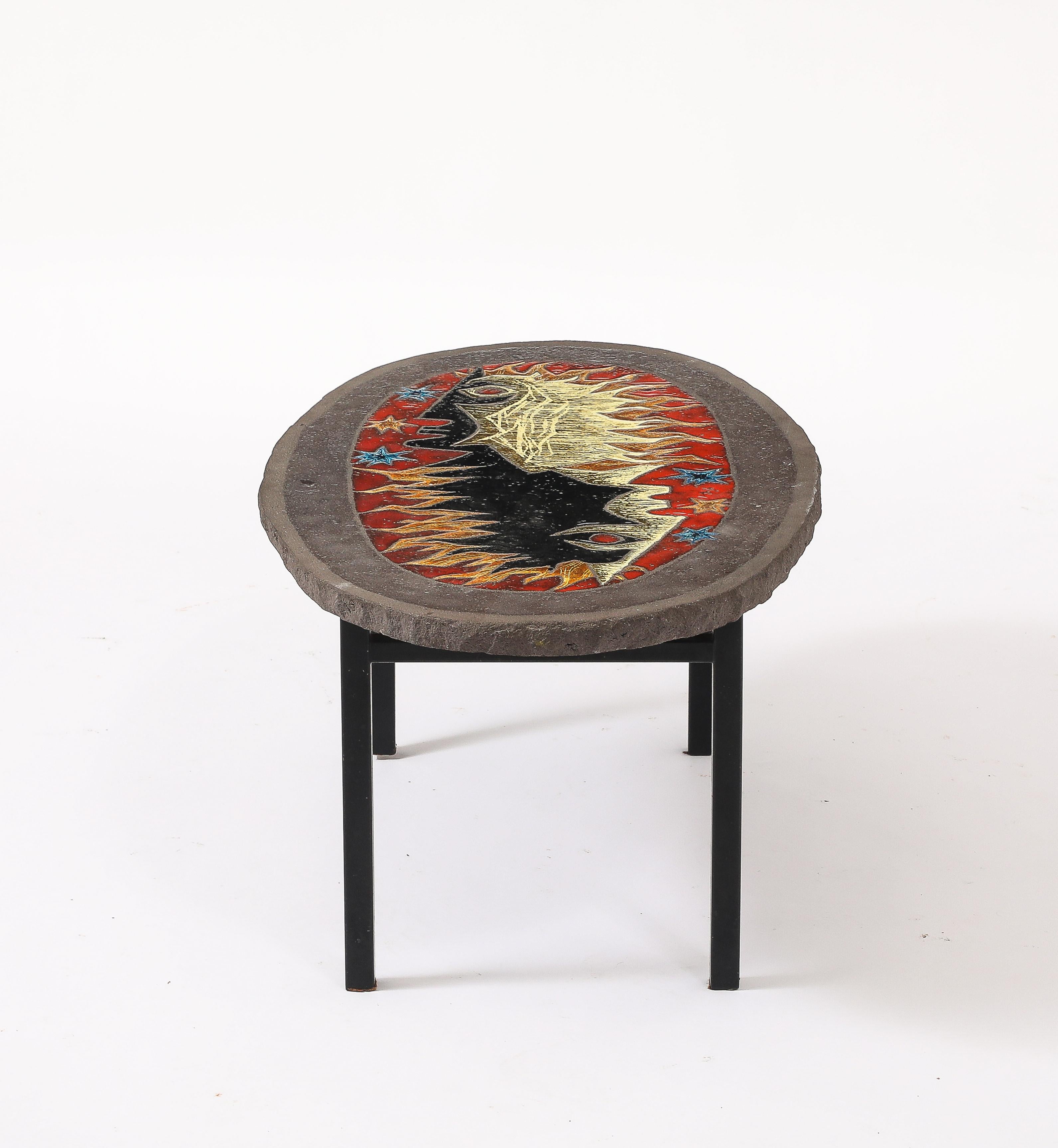 Acier Table en lave émaillée Vallauris, France, années 1960 en vente