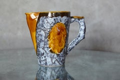 Vallauris Fat Lava Orange Ceramic Pitcher, Mid-20th Century