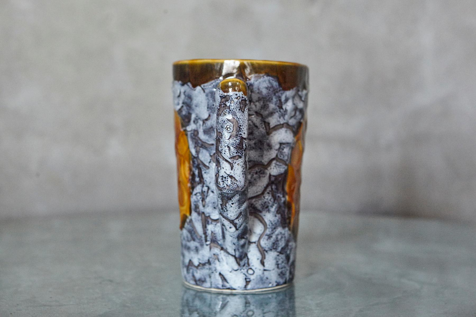 Mid-Century moderno Brocca in ceramica arancio lava grassa di Vallauris, metà del XX secolo in vendita