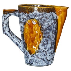 Vallauris Fat Lava Orange Ceramic Pitcher, Mid-20th Century