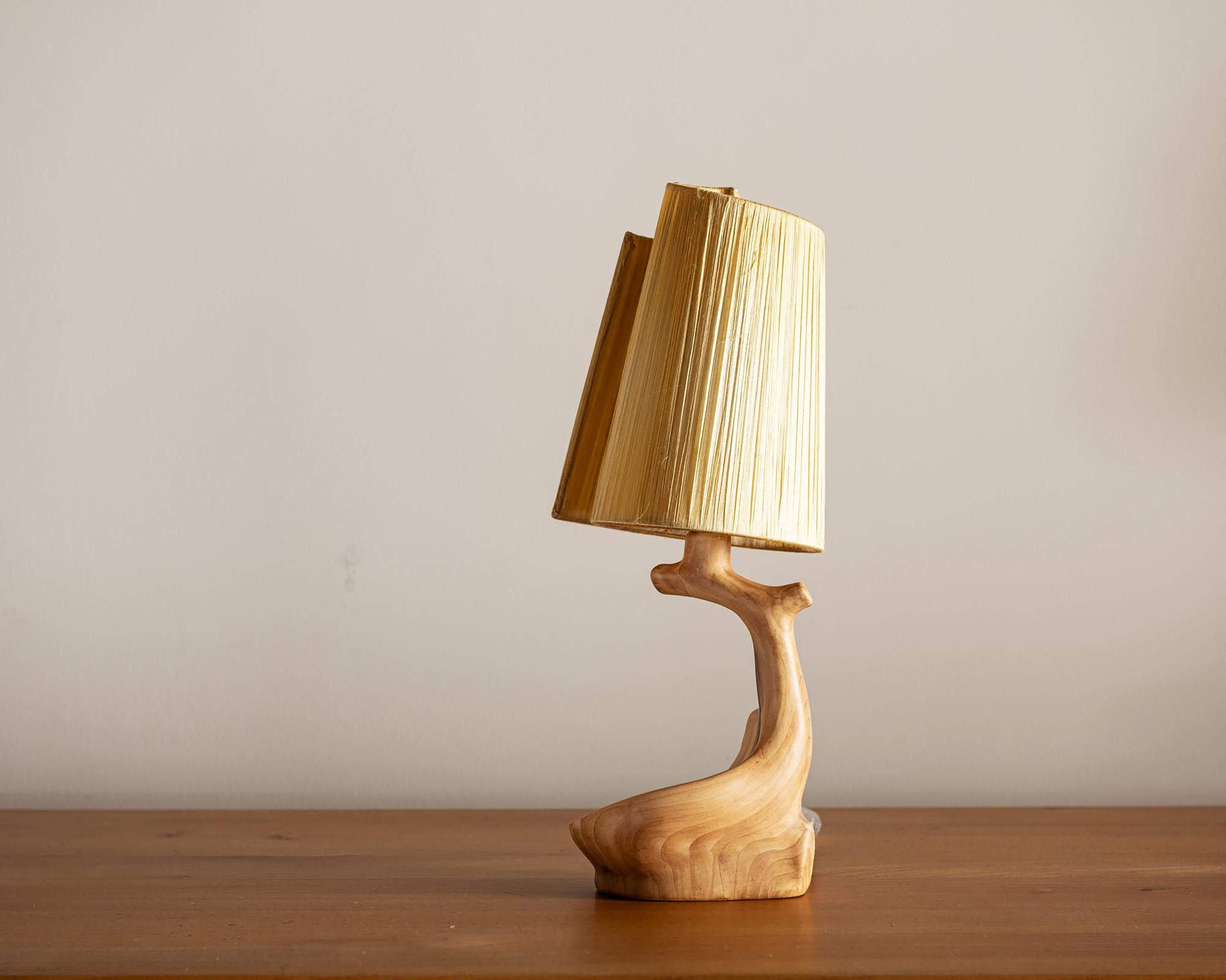 Mid-Century Modern Vallauris Faux Bois Lamp with Spiral Shade, France, 1950s