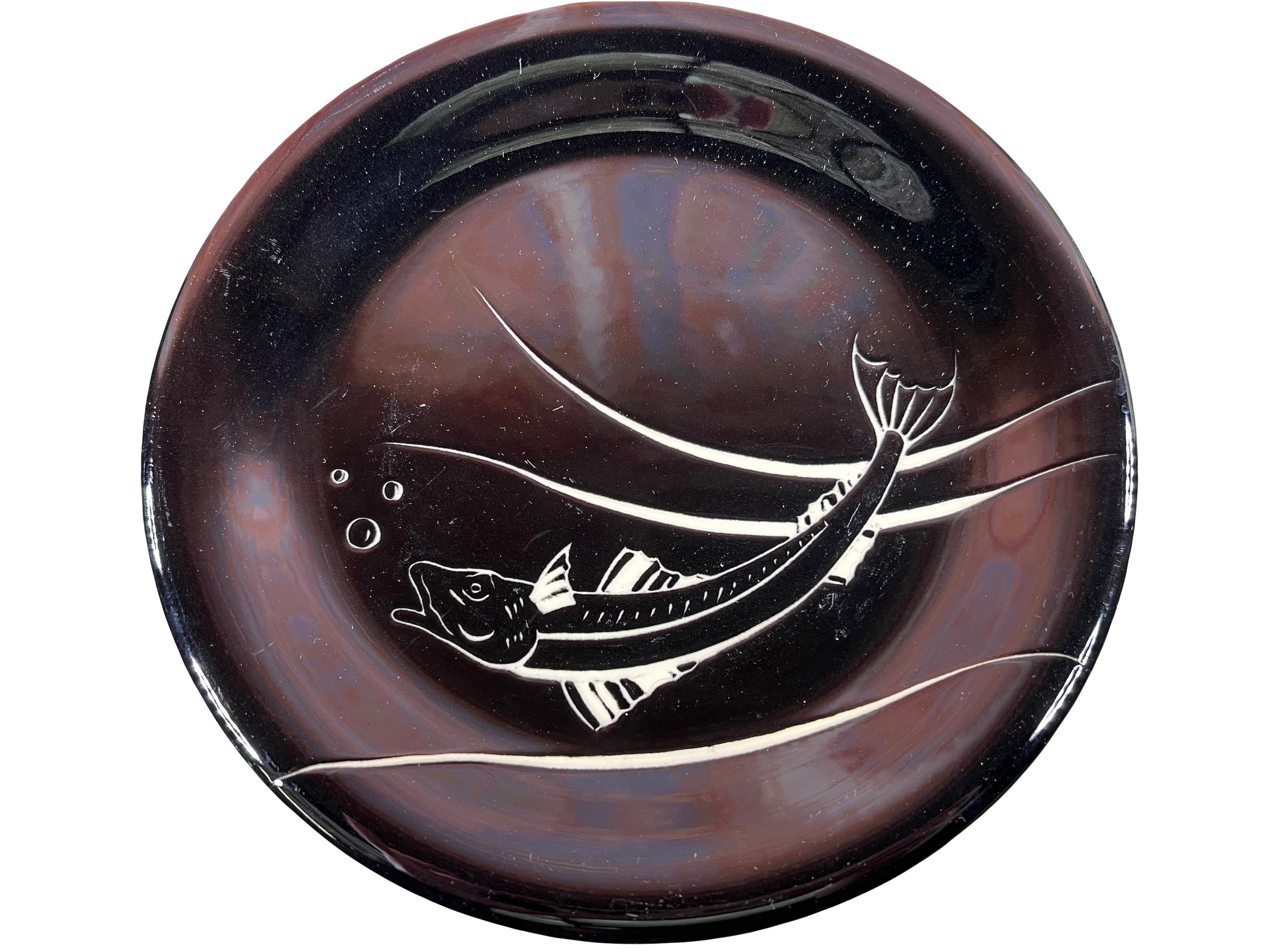 Vallauris-Fischservice mit 12 Tellern und Servierplatte, 1960 (Keramik) im Angebot