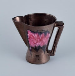 Vallauris, France, Ceramic Jug, Luster Glaze, 1960s-1970s