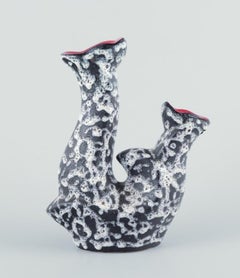 Vallauris, France. Ceramic vase in surrealist style. Raku-fired glaze.