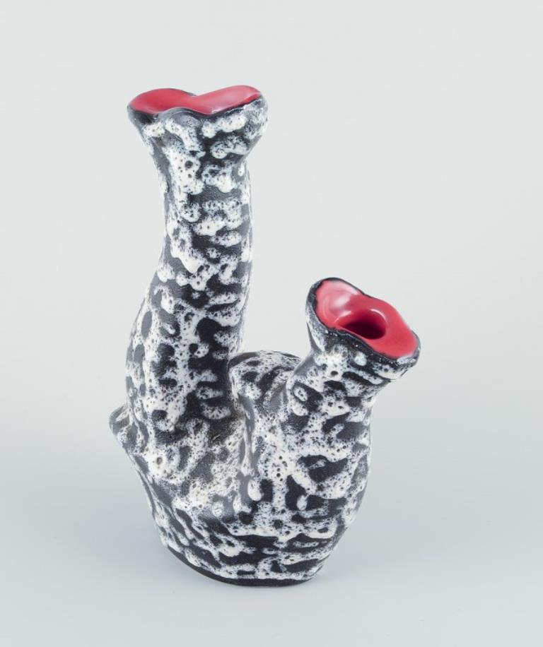 Modern Vallauris, France. Ceramic vase in surrealist style. Raku-fired glaze. For Sale