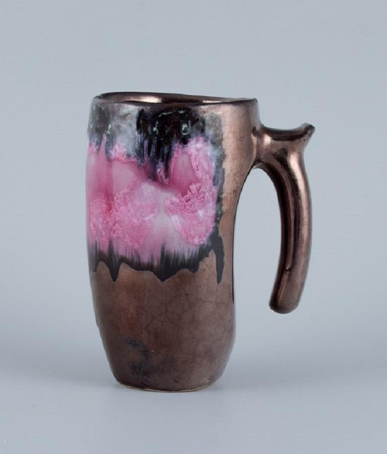 Glazed Vallauris, France, Coffee Pot, Lidded Bowl and a Coffee Mug For Sale