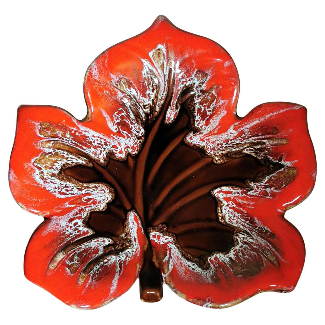 Vallauris France Colorful Ceramic Table Centerpiece Leaf Shaped