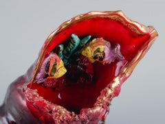 Vallauris, France, Decorative Table Lamp in Glazed Ceramic Shaped like a Conch