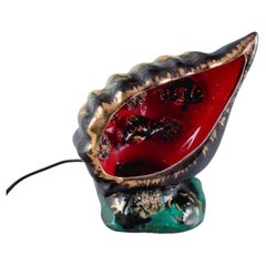Vallauris, France, Decorative Table Lamp in Glazed Ceramic Shaped like a Conch