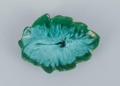 Vallauris, France, Four Dishes with Glaze in Shades of Green, 1960/70s.