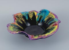 Vallauris, France, Large Ceramic Bowl in Multicoloured Glaze, circa 1970s