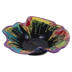 Vallauris, France, Large Ceramic Bowl in Multicoloured Glaze, circa 1970s