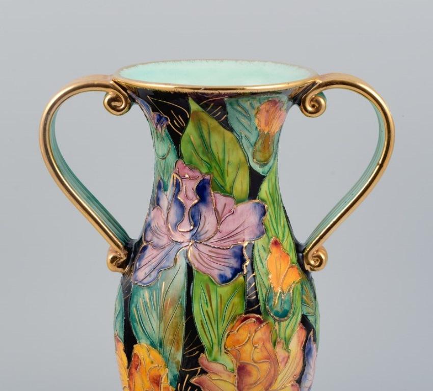 French Vallauris, France, Large Ceramic Vase Decorated with Floral Motifs. 1930s