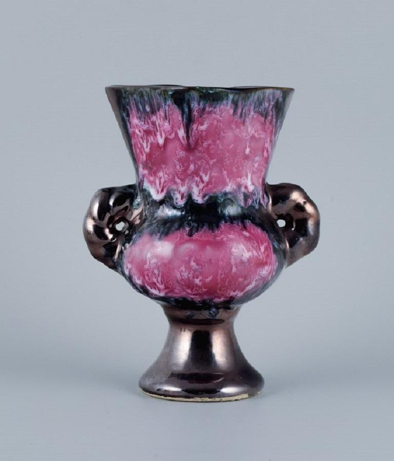 French Vallauris, France, Lidded Bowl, Two-Armed Candlestick and a Vase For Sale