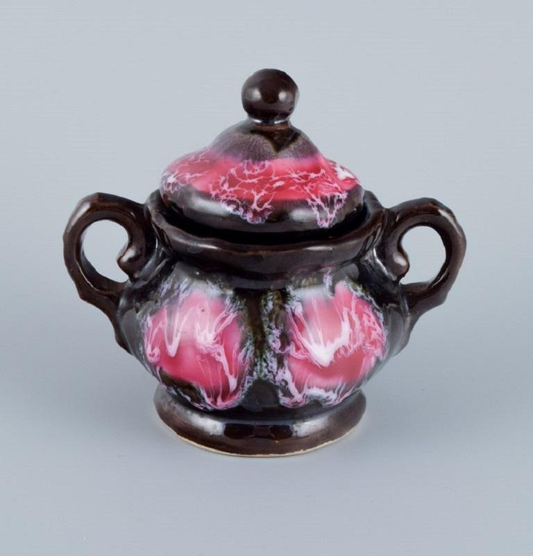 Mid-20th Century Vallauris, France, Lidded Bowl, Two-Armed Candlestick and a Vase For Sale
