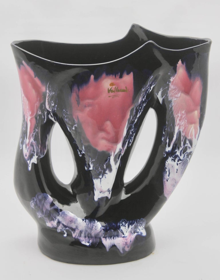 Vallauris 'France' Pottery Ceramic Large Organic Shaped Vase Signed For