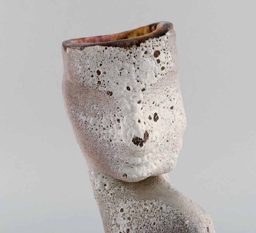 Vallauris, Francia. Vaso unico scultoreo in gres smaltato, anni '80 in vendita 1