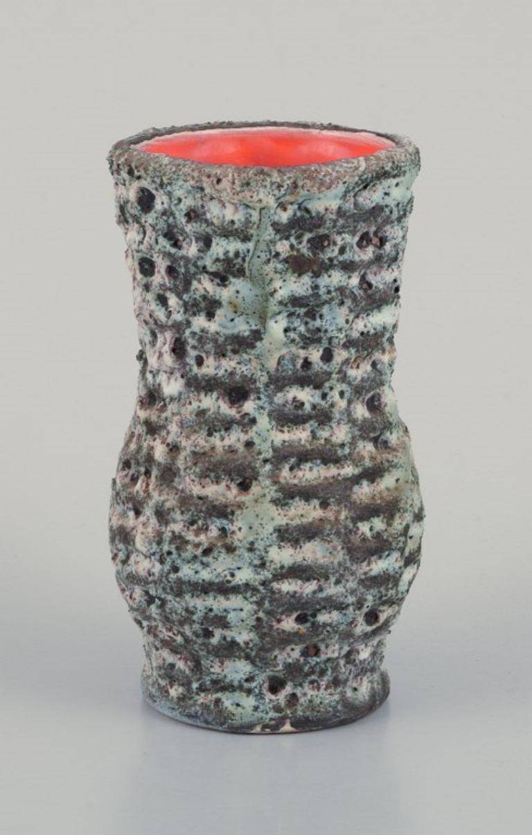 Mid-20th Century Vallauris, France. Small ceramic pitcher.  Raku fired glaze. For Sale