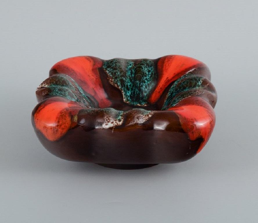 Glazed Vallauris, France, Three Ceramic Bowls in Brightly Colored Glazes For Sale