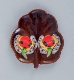 Vallauris, France, Three Leaf-Shaped Dishes in Autumn Colours, 1960s-1970s