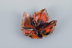 Vallauris, France, Three Leaf-Shaped Dishes in Brightly Colored Glazes, 1960/70s