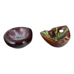 Vallauris, France, two ceramic bowls in brightly colored glazes. 1960/70s