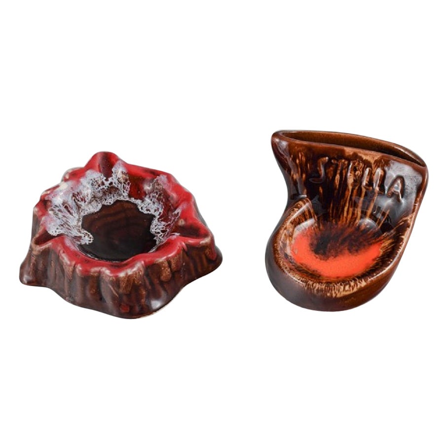 Vallauris, France, Two Ceramic Bowls in Brightly Colored Glazes