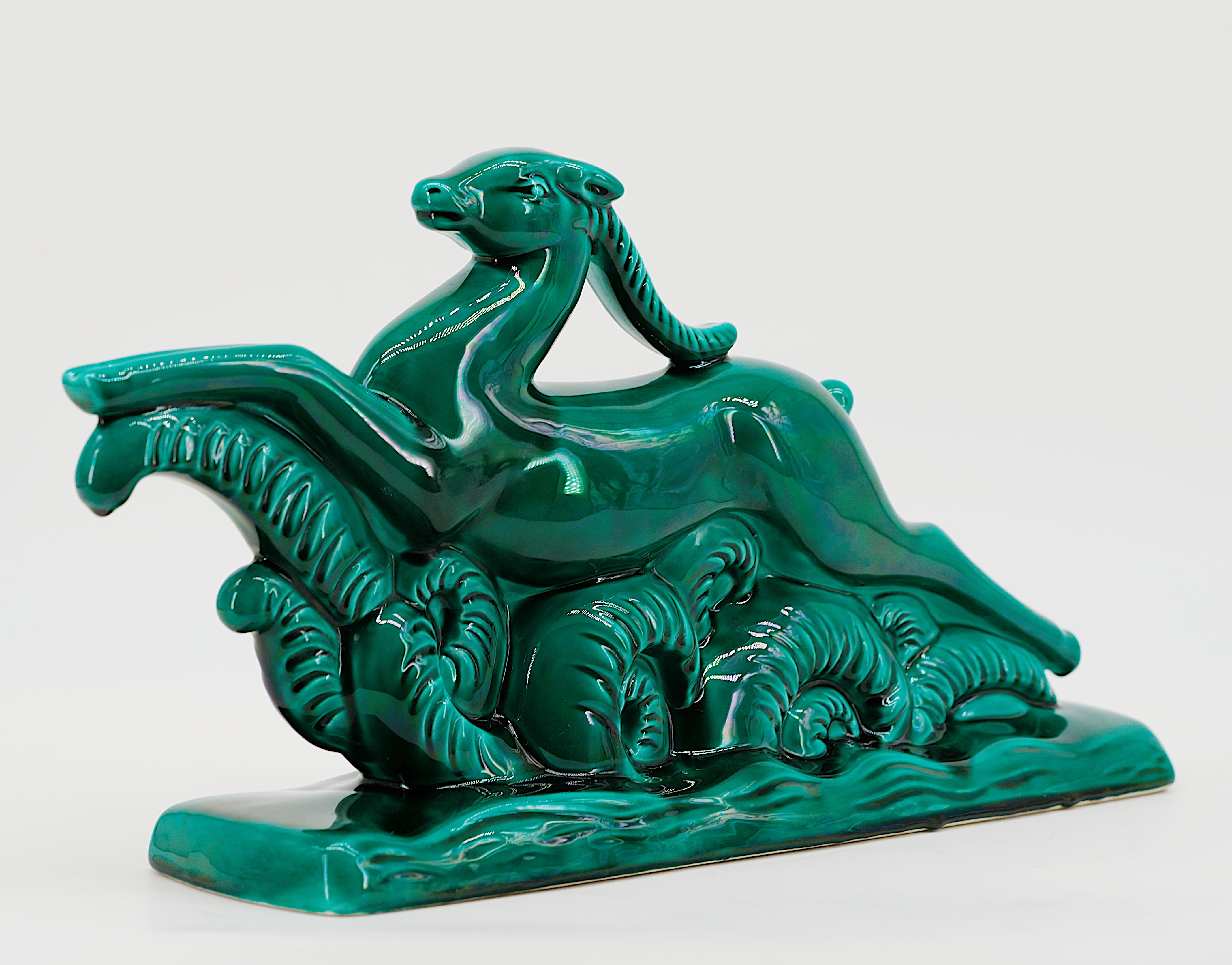 Mid-20th Century Vallauris French Art Deco Ceramic Antelope, 1930s
