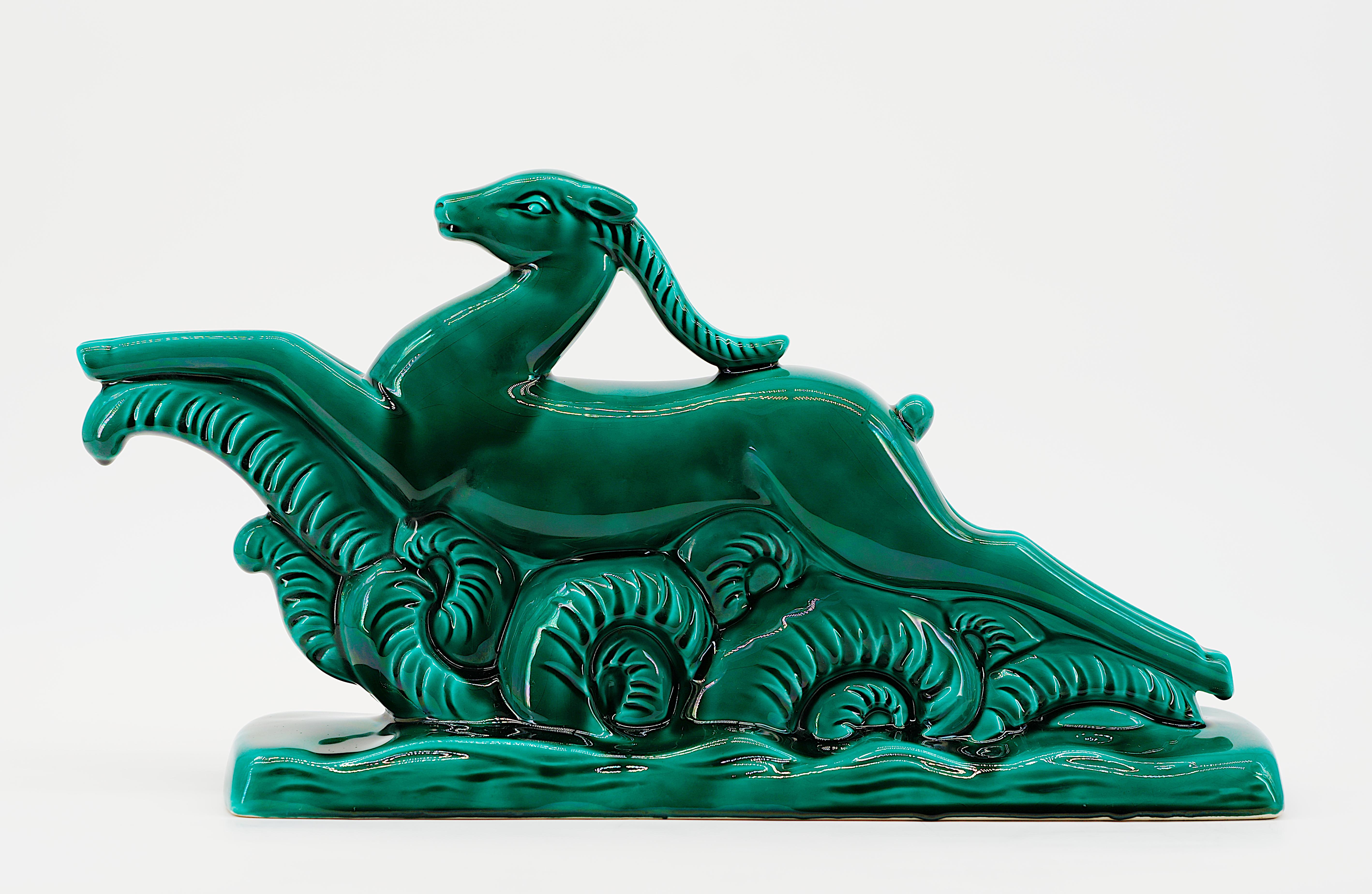 Vallauris French Art Deco Ceramic Antelope, 1930s 1