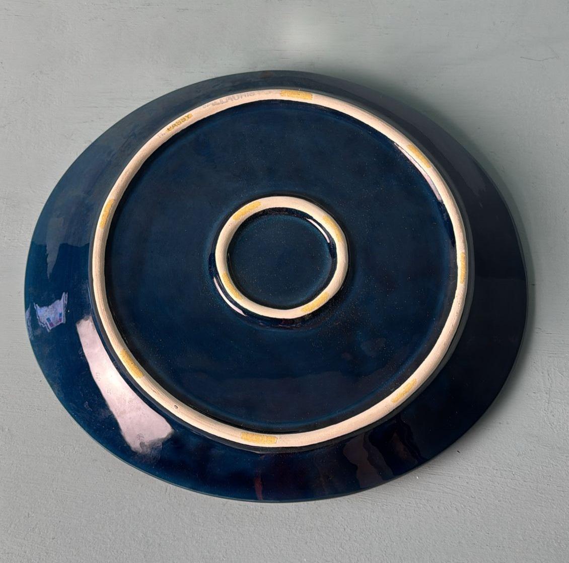Centre de table en céramique française de Vallauris en différentes nuances de bleu en vente 6
