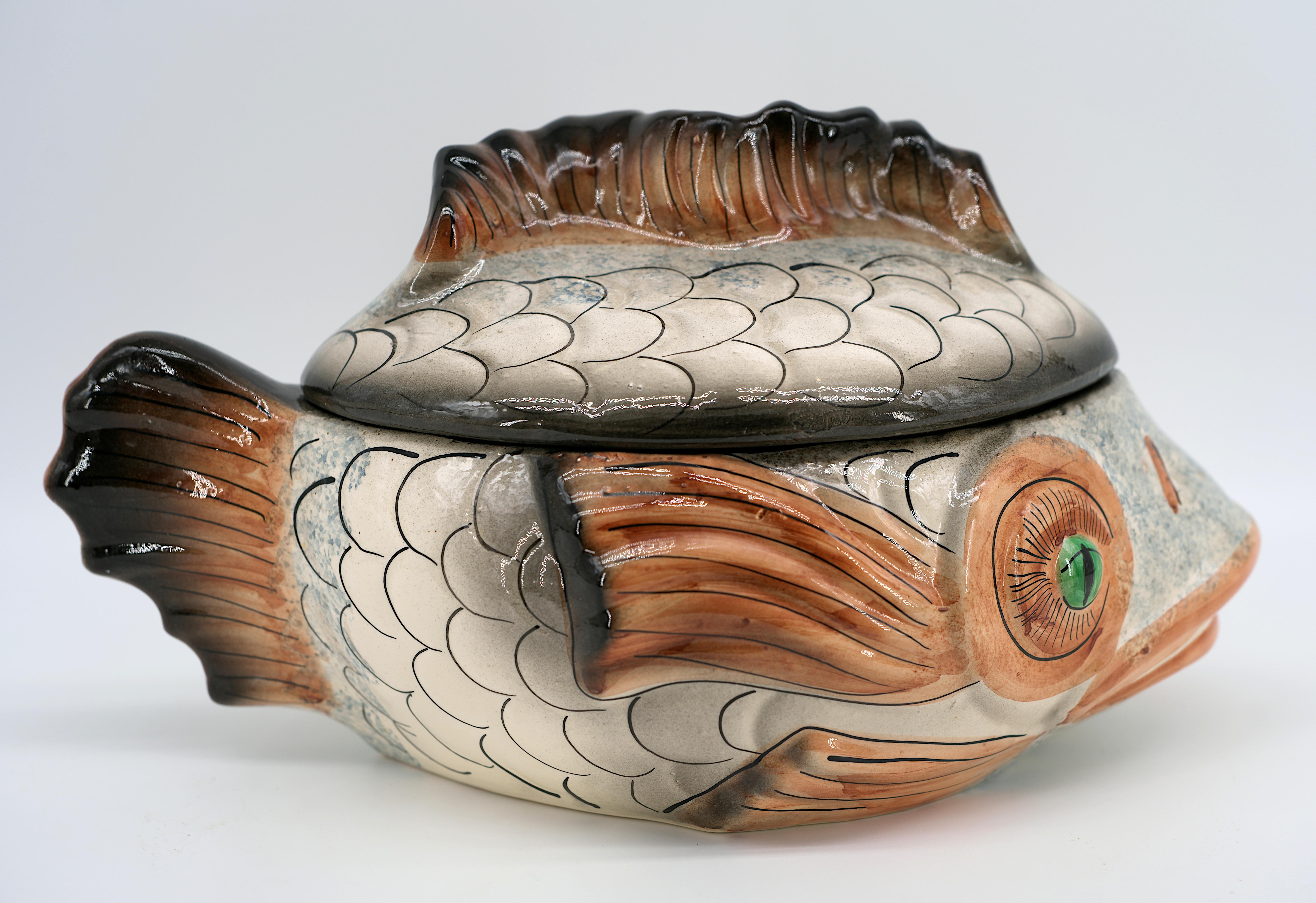 VALLAURIS Französisches Keramik-Fisch-Essteller-Set, ca. 1970 im Angebot 3